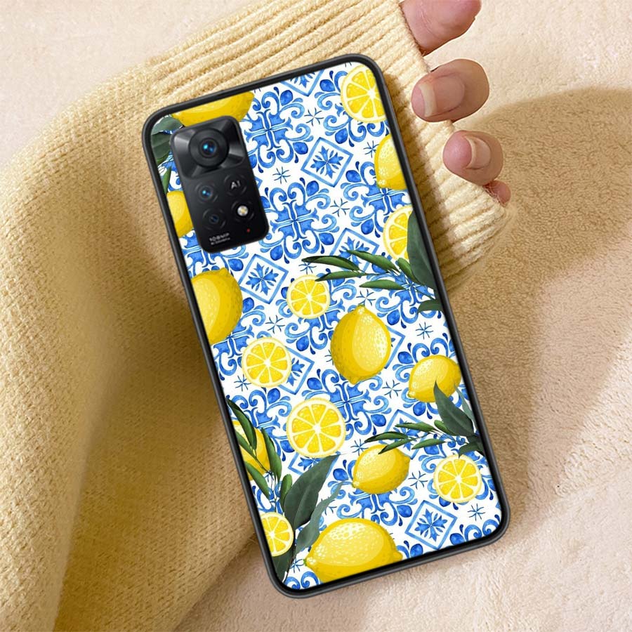 Mediterranean Lemon Phone Case For Redmi Note 13 14 15 Pro Plus 12 13C 12C 15C 9 10 10C 9T 9C 9A TPU Soft Cover Clear Cell Cases