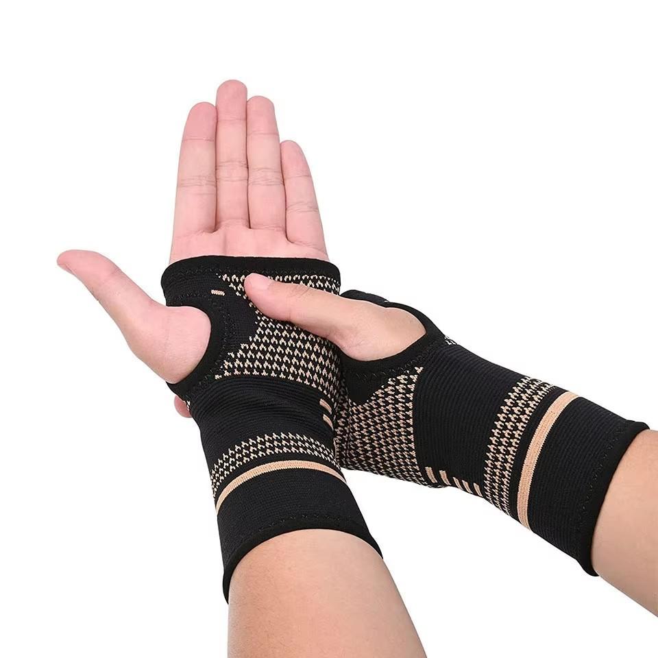 Getinfit 1Pcs Copper Wrist Support Breathable Nylon Knit Elastic Compression Sports Palm Brace Unisex