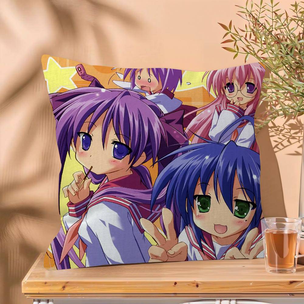 Anime Lucky Star Cushion Cover Car Throw Pillow Case For Sofa Car Christmas Gift