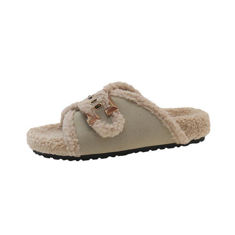 

Retro lamb wool boken shoes 2025 new autumn and winter platform casual fluffy slippers women s cotton shoes 40