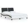 VidaXL Cadre de Lit sans Matelas Zadar, Lit Rembourré, Lit Double, Lit Adulte de Chambre à Coucher Intérieur, Blanc et Noir 3208190