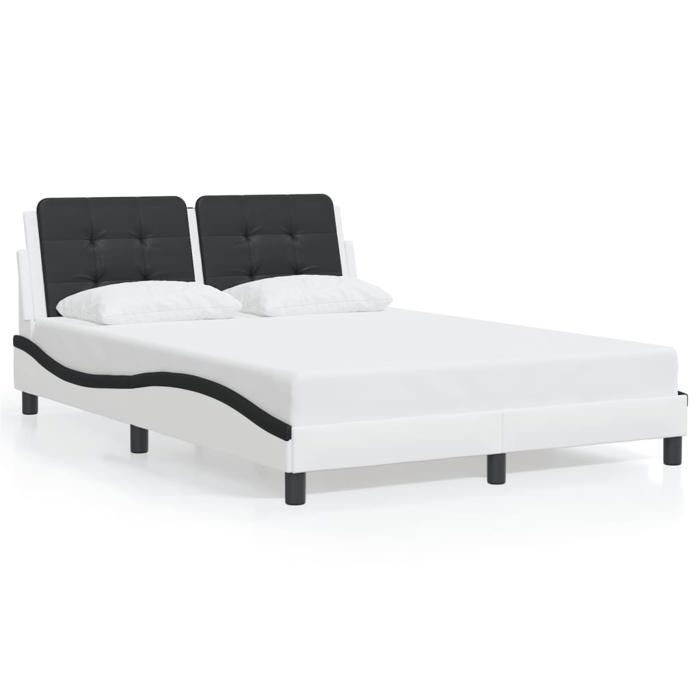 VidaXL Cadre de Lit sans Matelas Zadar, Lit Rembourré, Lit Double, Lit Adulte de Chambre à Coucher Intérieur, Blanc et Noir 3208190