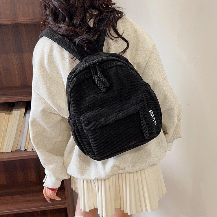 Schoolbag Hot-selling Velvet Backpack Women's Small 1011 New Fashion Corduroy Student Backpack Travel Small Backpack