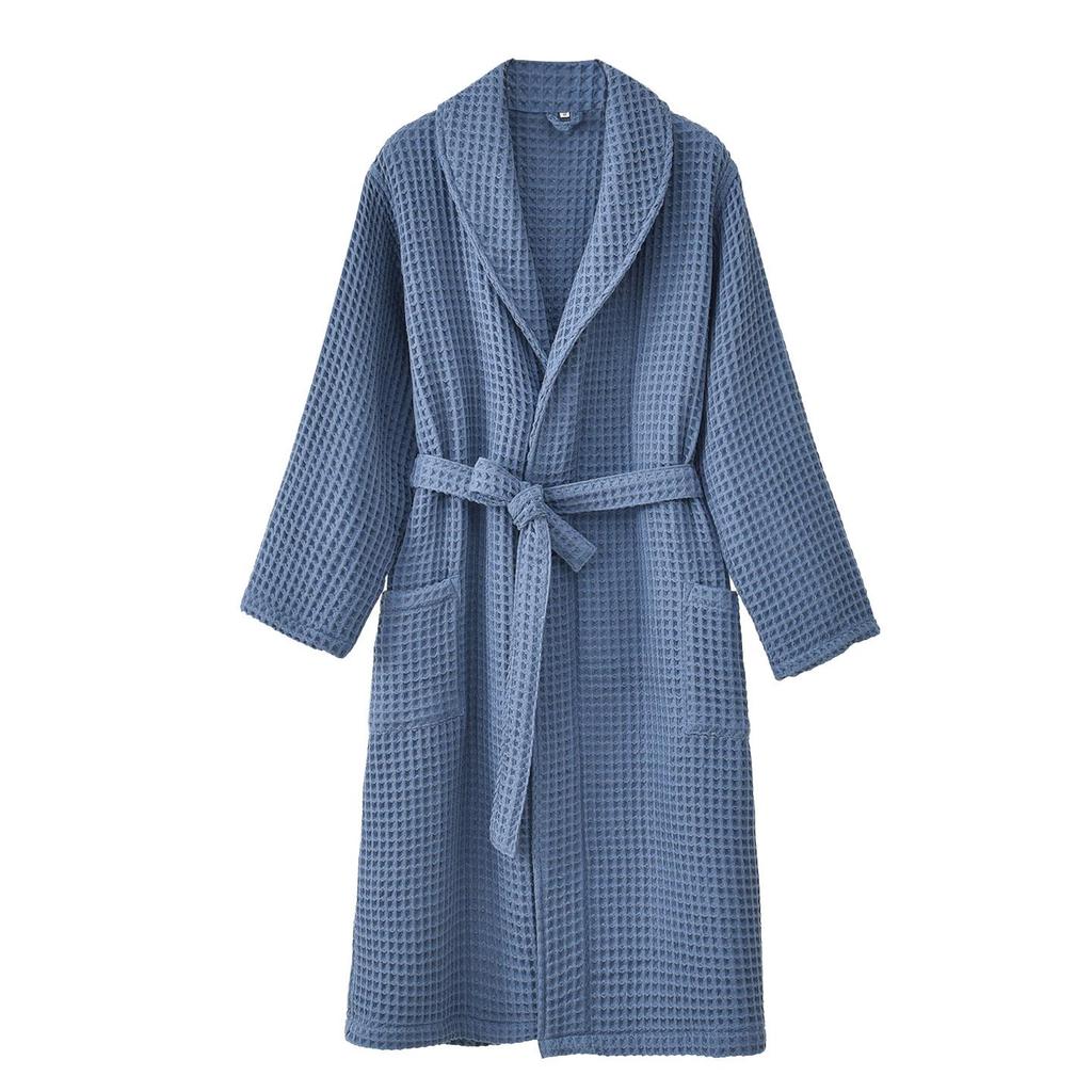 Japanische Baumwoll-Waffel-Yukata-Robe: Ganzjahres-Bademantel für Damen & Herren