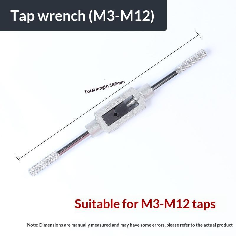 7 In 1 Metric Screw Tap Set Bearing Steel Taper Point Straight Fluted M3 to M12 Tapping Tool for Household Maintenance