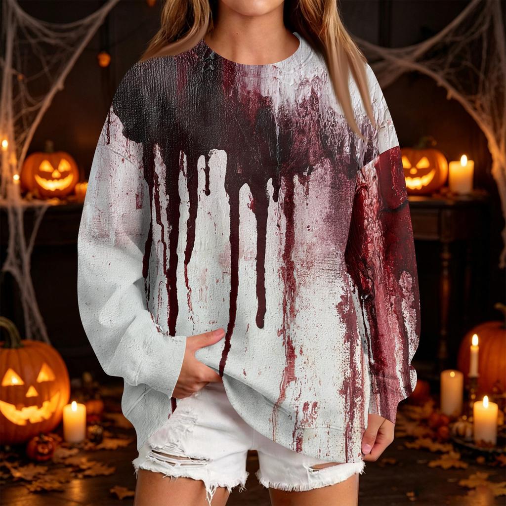 Women's Fashion Casual Halloween Print Round Neck Sweatshirt