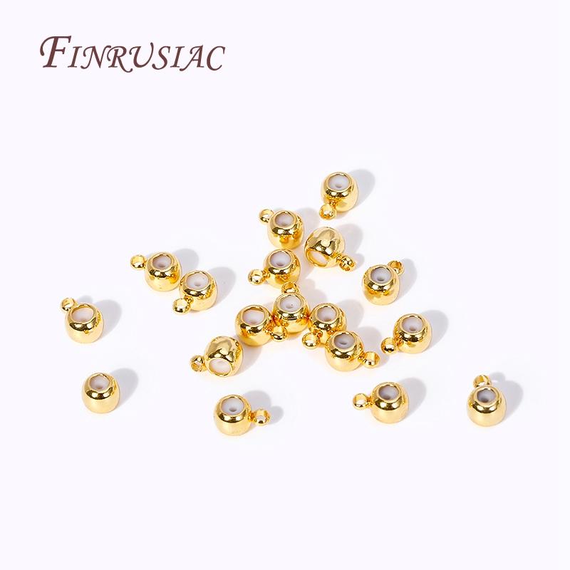 18K Gold Plated Positioning Beads For Chain 3/4/5mm Round "Smart" Bead with Silicone Insert and Ring DIY Jewelry Fittings
