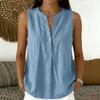 Women Sleeveless V Neck Button Front Loose Fit Casual Tank Top Lightweight Summer Blouse for Daily Wear Office Travel