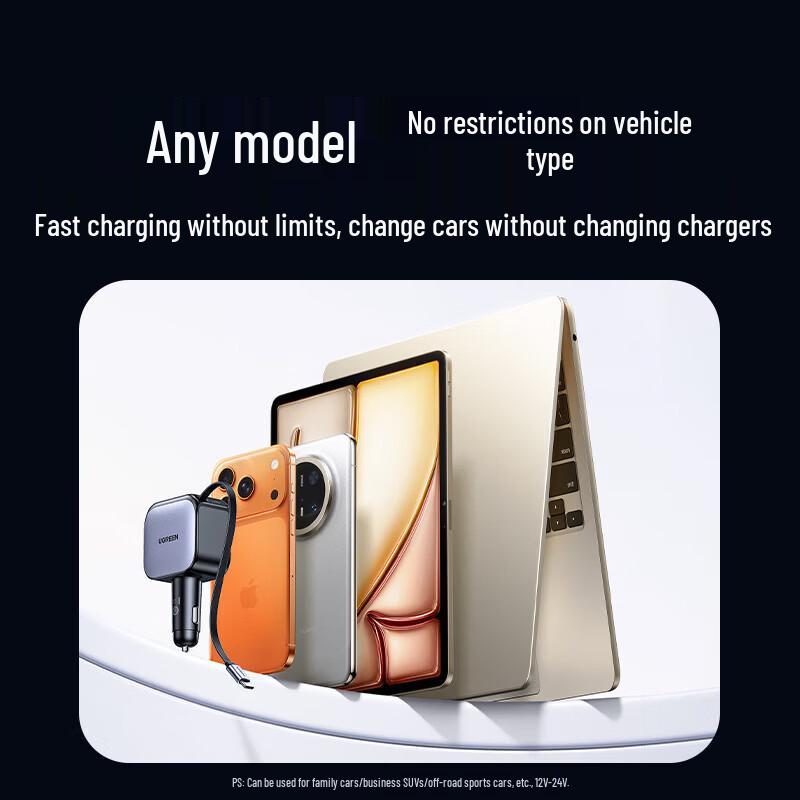 UGREEN 60W Retractable Car Charger