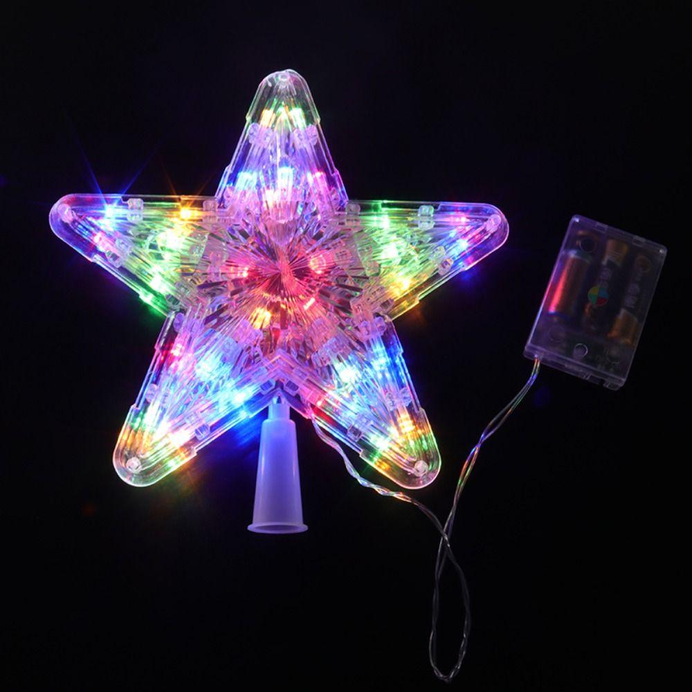 Warm/Colorful/White Light Christmas Tree Star Topper Luminous Star Light  New Year Celebration