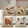 Autumn Bird Patterned Cushions For Home Decor Polyester Pillowcase, Sofa Decorative Cushion Cov Headboard Pillow