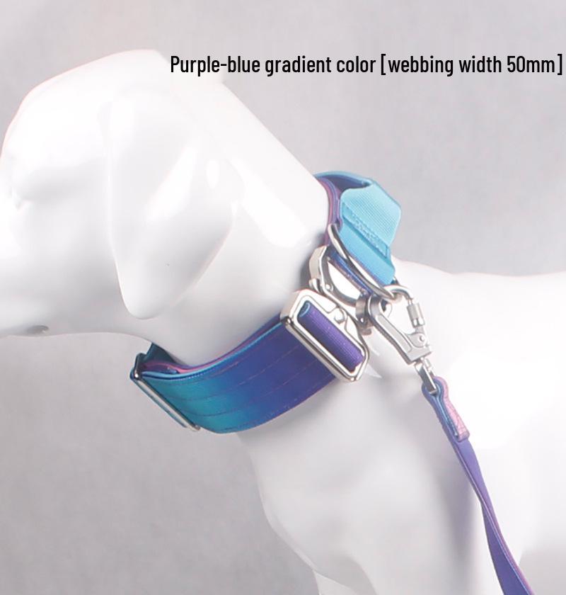 Gradient Color Explosion-Proof Tactical Dog Collar and Leash for Large Dogs