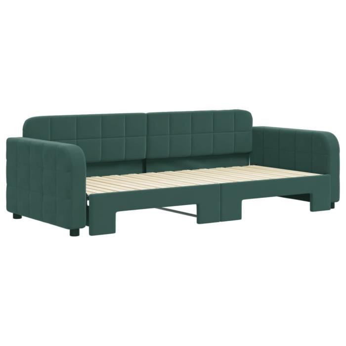 VidaXL Daybed with Pull-out Bed Dark Green 90x200 Cm Velvet 3196931