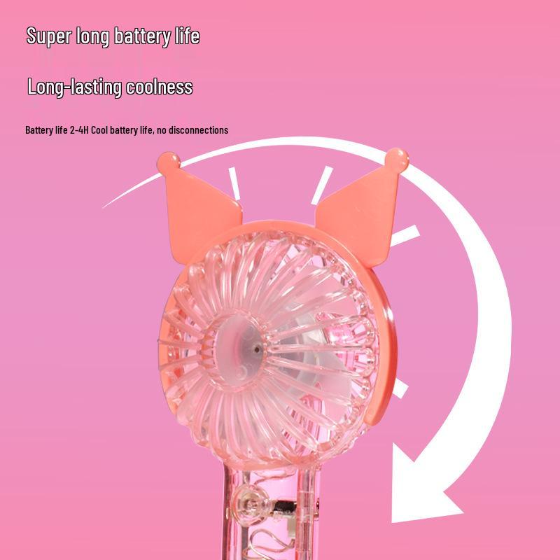 Cute Cartoon USB Rechargeable Silent Handheld Fan with Hook