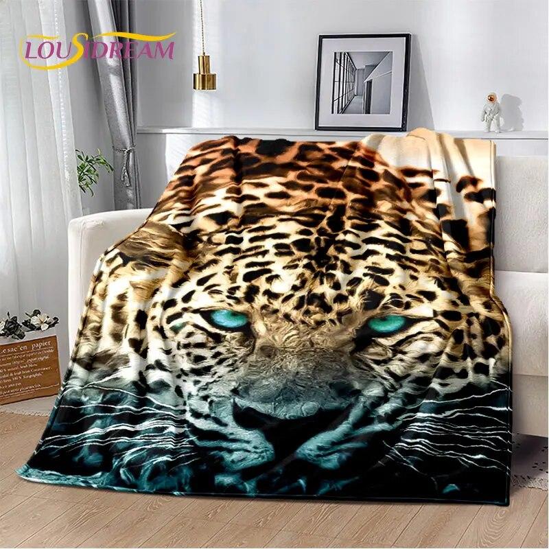3D Animal Leopard Cheetah Cartoon Beast Soft Plush Blanket,Flannel Blanket Throw Blanket for Living Room Bedroom Bed Sofa Picnic