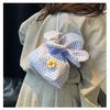 Korean Style Plaid Drawstring Bag Cute Shoulder Bags Casual Flower Handbag  Women