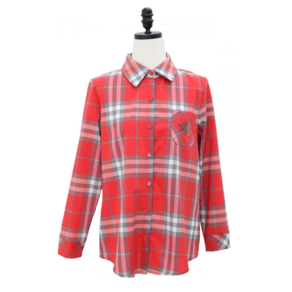Shiz Madam Travel Excitement Embroidered Check Shirt J31795
