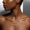 Bohemian Starfish Conch Mermaid Tail Pendant Necklace for Women Minimalist Imitation Pearl Beaded Chain Holiday Jewelry Gift