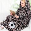D77 Winter Flannel Hoodie Blanket Cute Eye Shark Cartoon Couples
