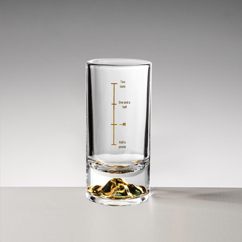 Gold Leaf Crystal Shot Glass - Diamond Surface Liquor Cup & Decanter.