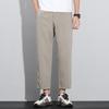 Spring and summer new pure cotton slim-fit straight casual pants thin solid color simple versatile light business nine-point trousers