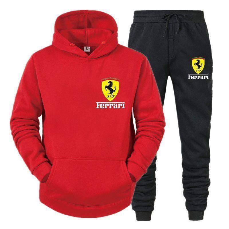 Ferrari Suit Spring and Autumn Men's and Women's Hooded Sweatshirts Personalized Trendy Casual Pullover Tops