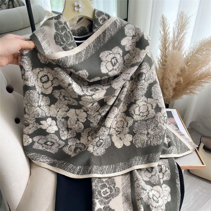 Luxury Winter Cashmere Scarf Women Design Warm Pashmina Blanket Poncho Scarves Female Shawl Wraps Thick Foulard Bufanda