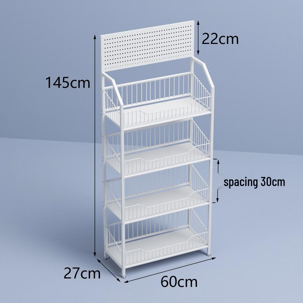 Freestanding Multilayer Snack & Beverage Display Rack for Convenience and Home Use