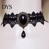 Damen Choker Gothic Vintage Geflochten Ästhetisch mit Strassstein Kleid Schlüsselbein Halskette Up Geschenk Damen Punk Spitze Nähte Trendiger Schmuck