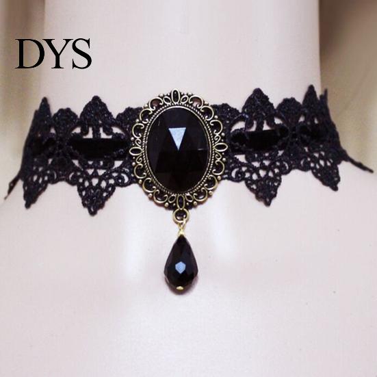 Damen Choker Gothic Vintage Geflochten Ästhetisch mit Strassstein Kleid Schlüsselbein Halskette Up Geschenk Damen Punk Spitze Nähte Trendiger Schmuck