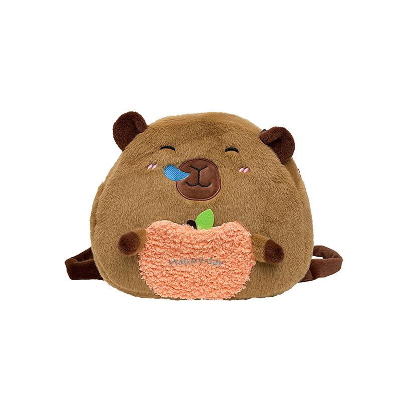 Cute Kapibara Hairy Doll Bag Girls Shoulder Bag Can Shoulder Student School Bag Cartoon Capybara Backpack