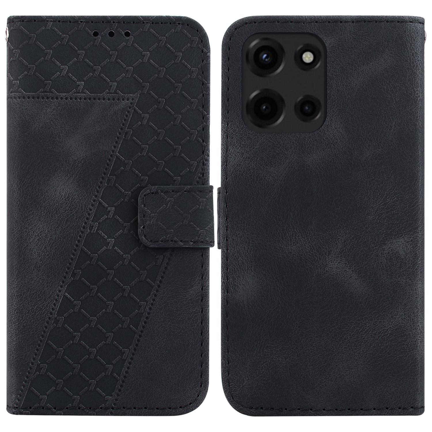 

Для Motorola Moto G Power (2025) Чохол-підставка зі шкіри з тисненням у вигляді 7-подібного візерунка Black