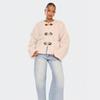Womens Short Wool Blend Coat With Faux Fur Lining Round Neck Loose Fit Warm Outerwear Winter