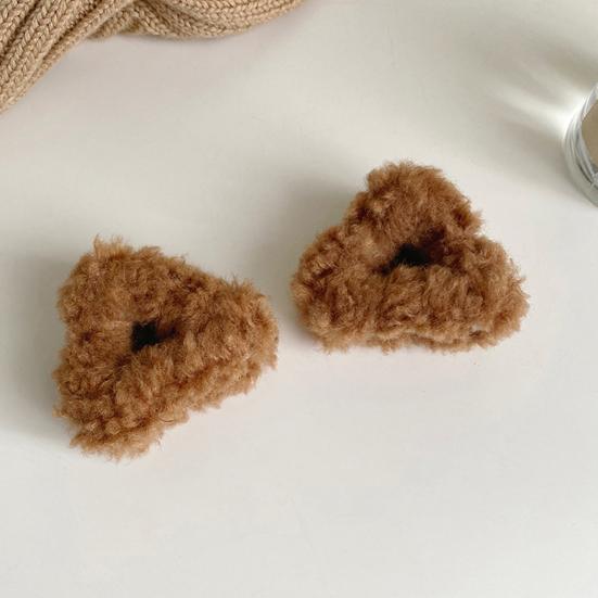 1 Pair Plush Cat Ear Hair Clips Non-Slip Triangle Side Hair Bangs Claw Clamp Decoration Hairpins Winter Women Girls Hair Accessories