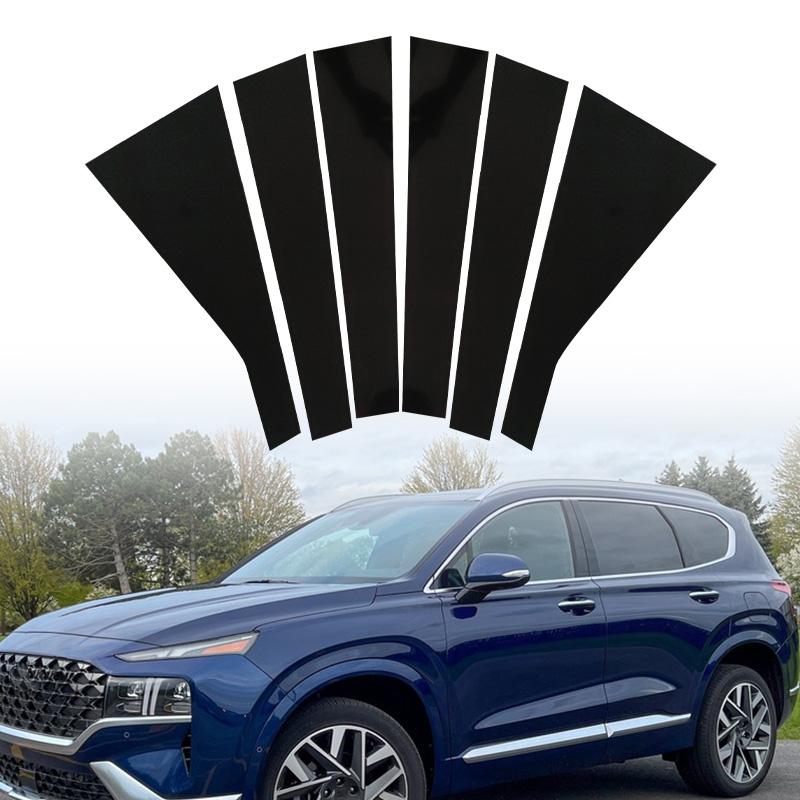6Pcs Window Trim Cover Stickers Decoration Exterior Side Door Pillar Posts Car Accessories Fit For Hyundai Santa Fe 2019-2023