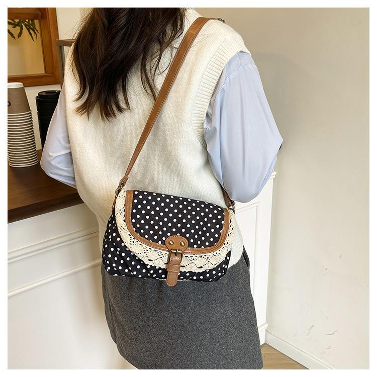 Women Retro Polka Dot Shoulder Bag Crossbody Messenger Bag Ladies Purse