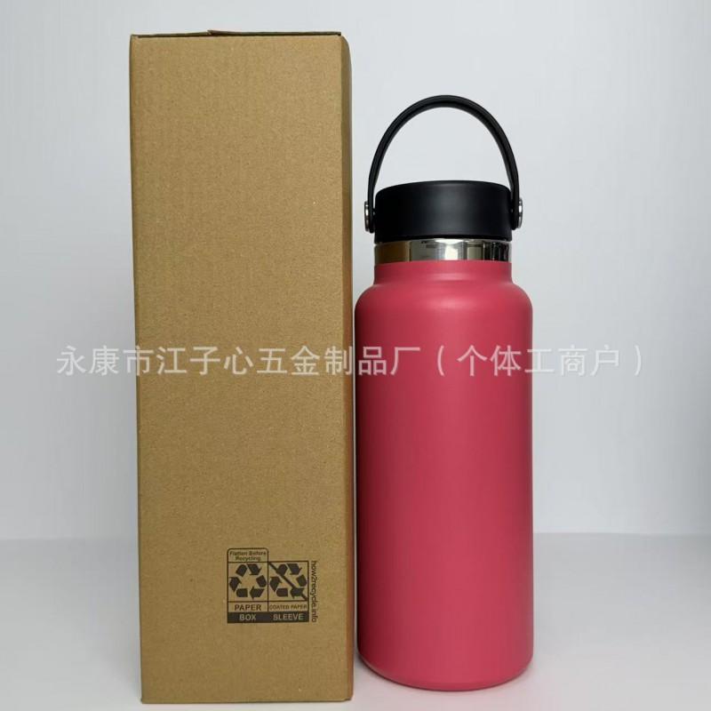 Borraccia Termica in Acciaio Inossidabile 32oz 40oz Doppia Tappo Tazza da Viaggio per Esterno con Manico Ermetica Palestra Escursionismo Campeggio