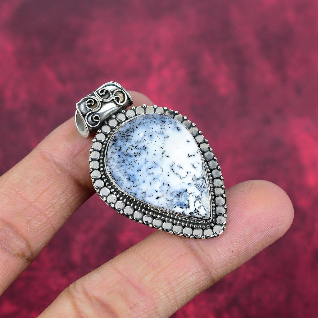 Dendrite Opal 925 Solid Sterling Silver Pendant, Handmade Gemstone Jewelry Pendant Gift For Birthday