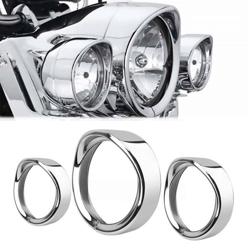 7 Inch Headlight Headlamp Trim Ring 4.5 Inch Fog Light Trim Ring for Harley Dyna Switchback FLD Street Glide Black/Chrome