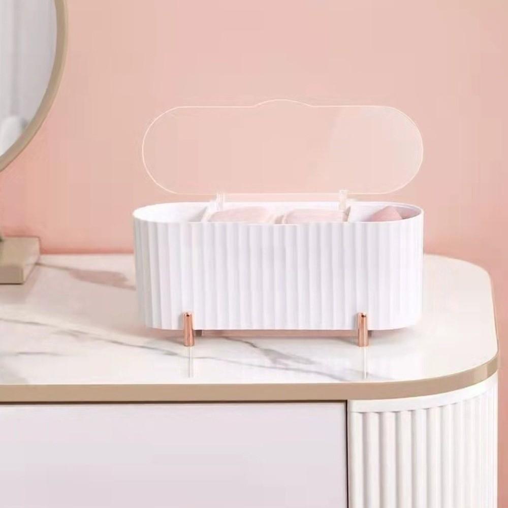 3 Grid Makeup Organizer Stackable Desktop Storage Box Storage Case Organizer Box  Cotton Swabs
