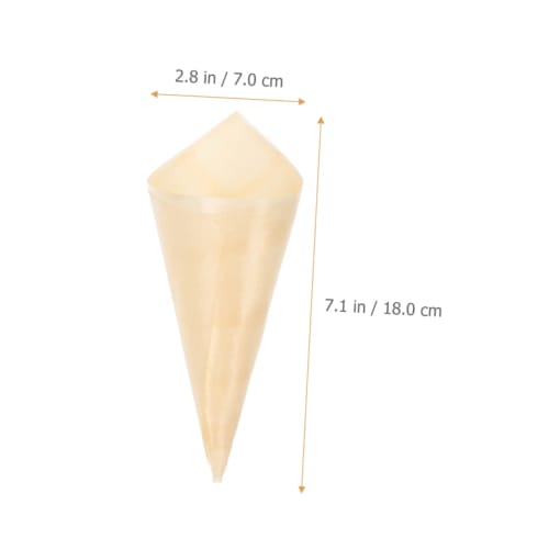 COLLBATH 100-Pack Disposable Wooden Ice Cream Cones for Deli Food