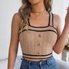 Women Sleeveless Neck Tees V Solid Color T Shirt Ladies Tee Shirt Street Knitwear Wear Top