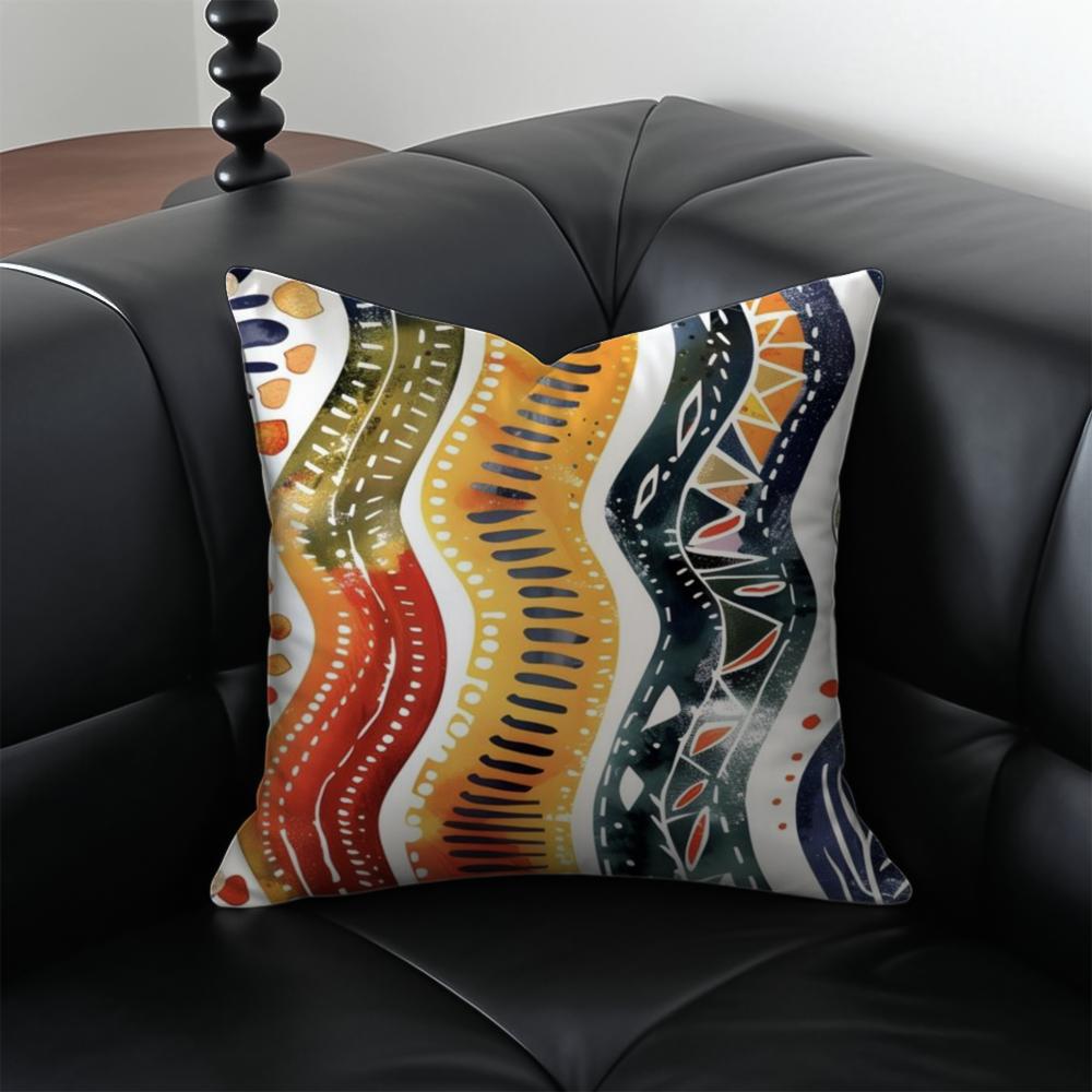 Boho Pattern Ethnic Art Cushion Cover Pillow Case Antidustmite Invisible Zipper Silky Plush Cushion