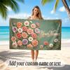 Floral Garden Theme Soft Beach Towel Personalized Custom Name Text Towel Portable for Beach Pool Travel