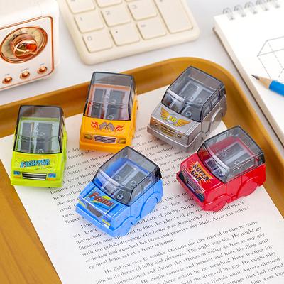 2Pcs Cute Cartoon Car Model Double Hole Pencil Sharpener Children Pencil Sharpener Student Stationery School Supplies Gifts