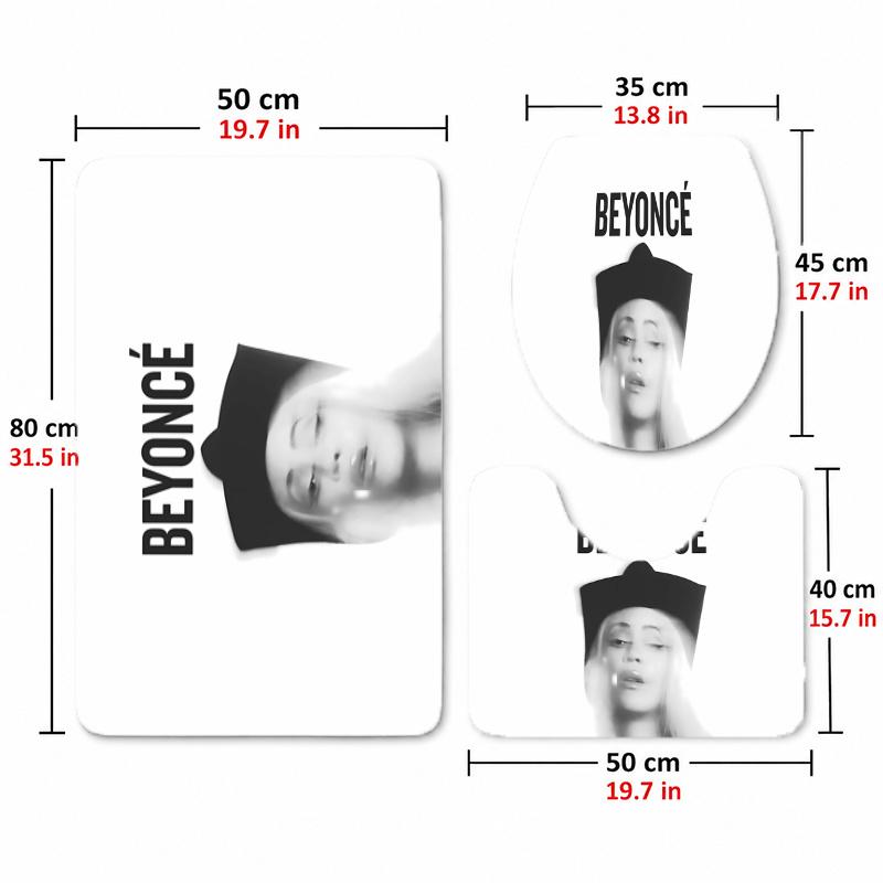 Beyoncé (23)Flannel Toilet 3 Piece Set Soft Bathroom Rug Non-Slip Toilet Seat Cover Bathroom Home Decor