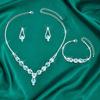 Błyszczący Naszyjnik z Cyrkoniami Kolczyki Bransoletka Zestaw Biżuterii dla Kobiet Ślubny Kryształowy Choker Bankietowe Akcesoria
