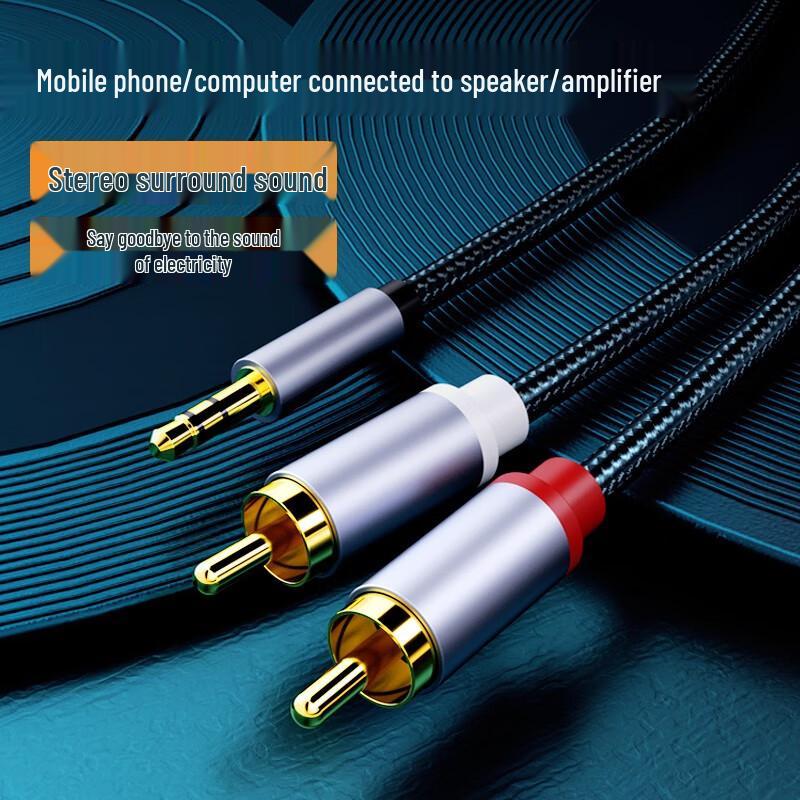3.5mm to Dual RCA Audio Cable for Phone, Laptop, Amplifier, and Speaker with Metal Plug