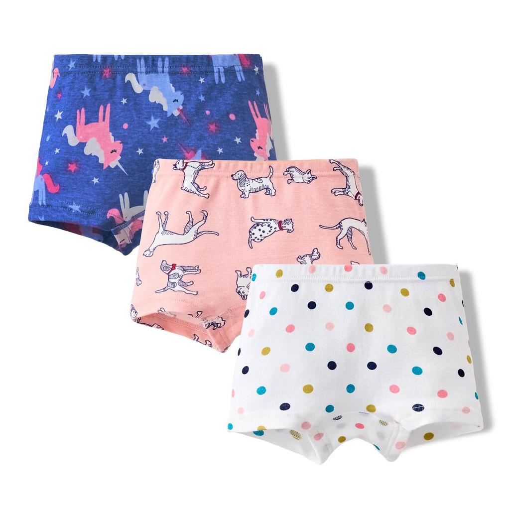 Girls' Pure Cotton Cartoon Boxer Briefs - Breathable School Shorts