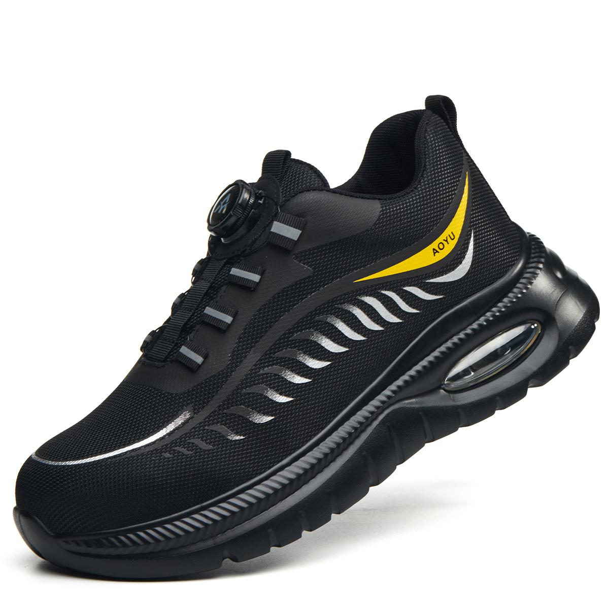 Rotating Button Safety Shoes Men Steel Toe Sneakers for Men Work Shoes Breathable Black Safety Shoes Women Protective Sneakers 37 чёрный
